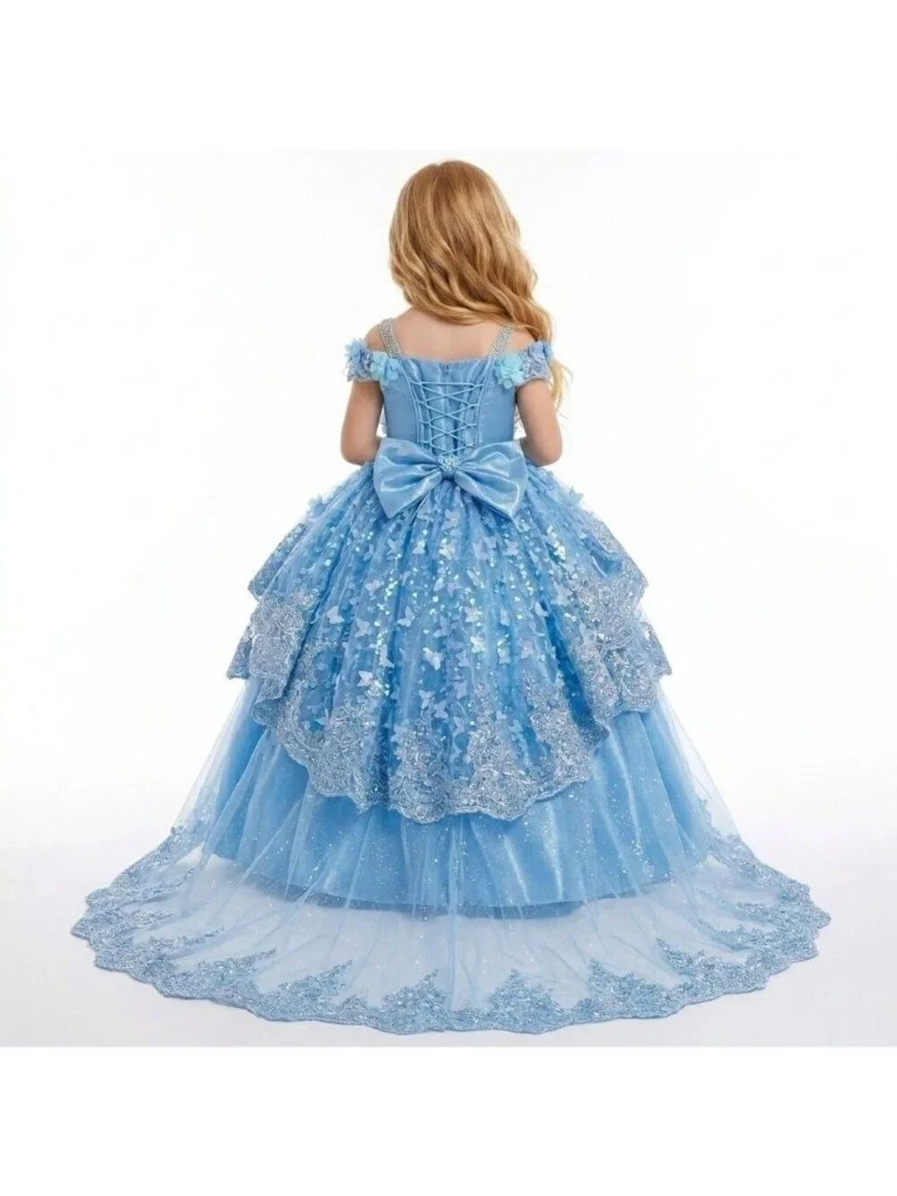 Cinderella Inspired Party Dress with Train, 2-in-1 Design, and Corset Back